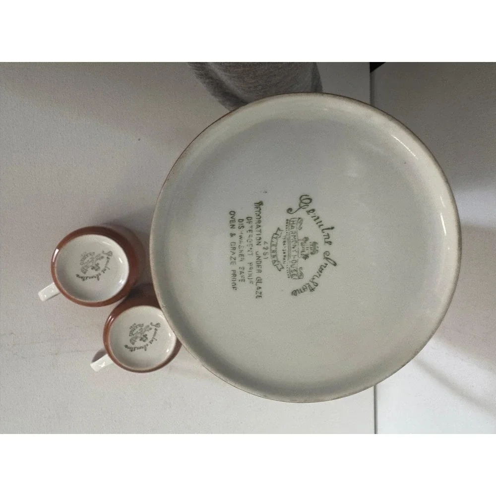 Harmony House Ironstone Coffee Pot Pitcher and 2 Mugs Set 4251 Orange Japan